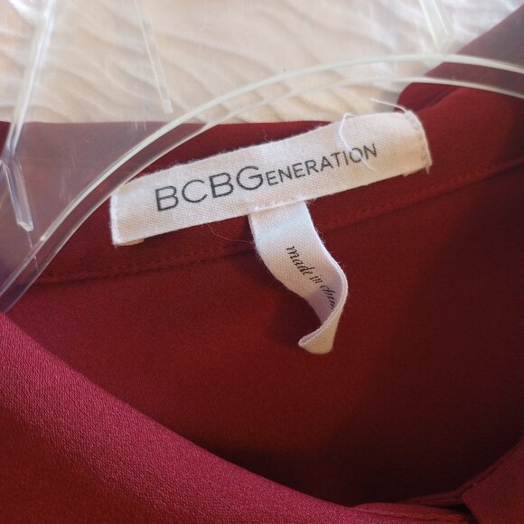 BCBG Rich Burgundy Silky Swing Tunic Shirt Dress sz M - Picture 8 of 14